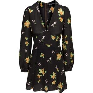 Realisation Par The Kate Dress Black Floral Medium Long Sleeve